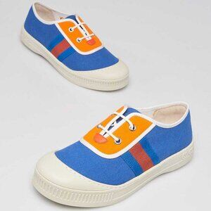 Gucci Blue/Orange Canvas/Rubber Low Top Sneakers Size 3.5/34